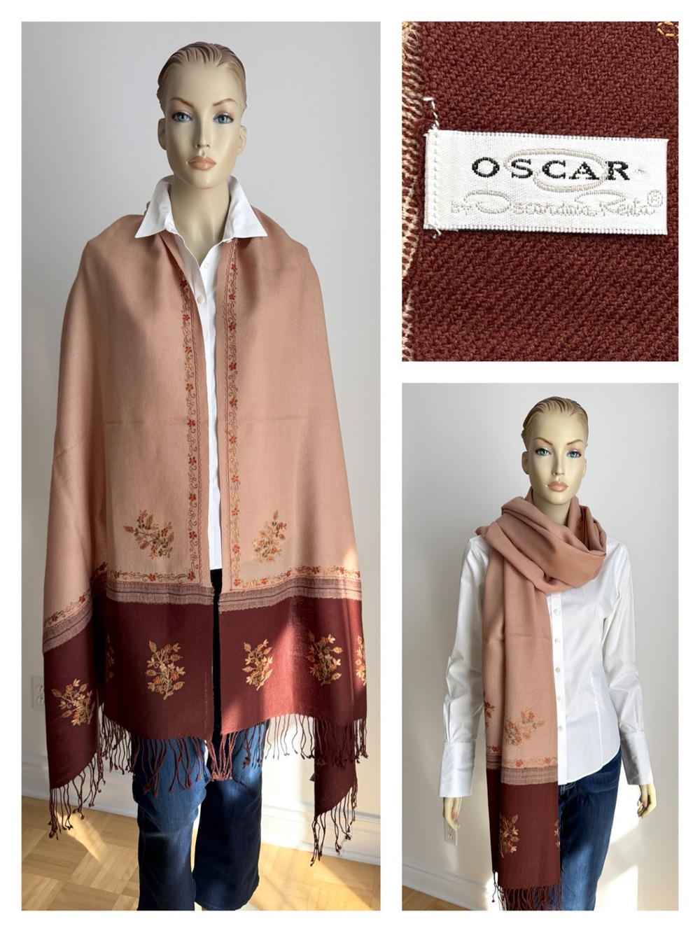Oscar de la Renta wool shawl scarf